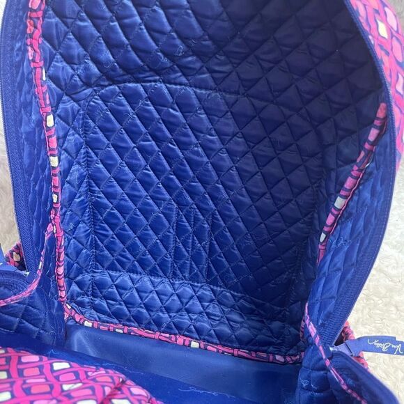 VERA BRADLEY Katalina Pink & Navy blue Diamonds Quilted Campus large Backpack - Picture 15 of 15